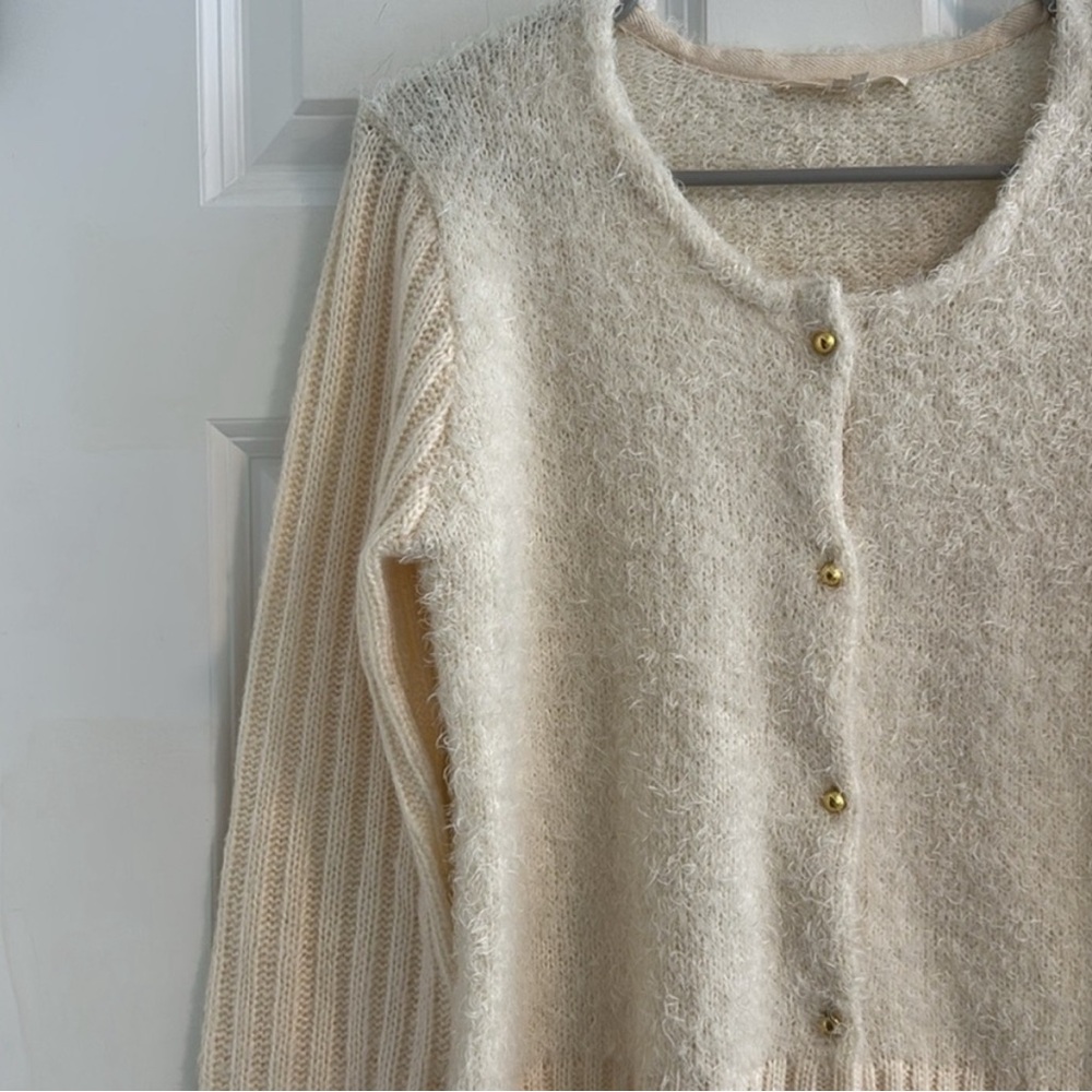 Tulle Cream Cardigan Sweater - Picture 7 of 9